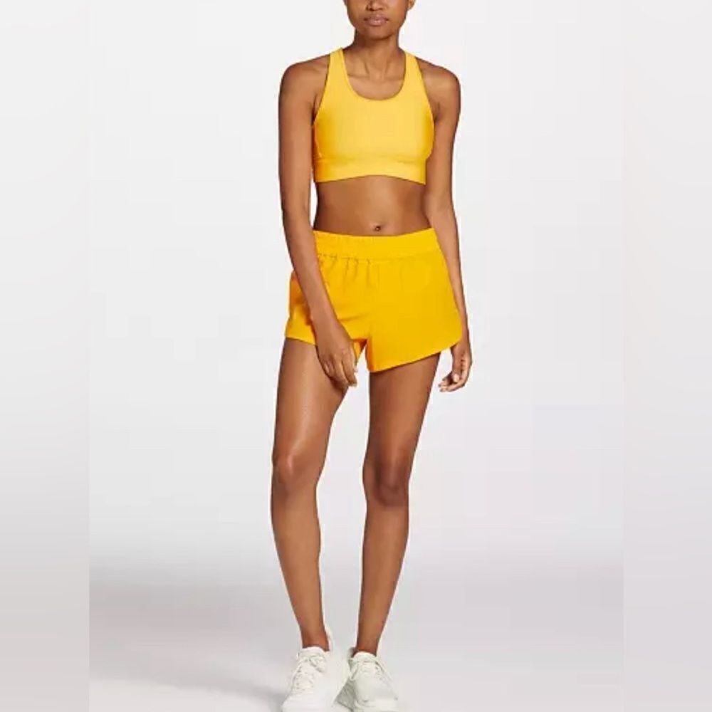 NWT DSG Women’s Yellow Stride Run Mid Rise 3” Athletic Short w/Brief - Size XL